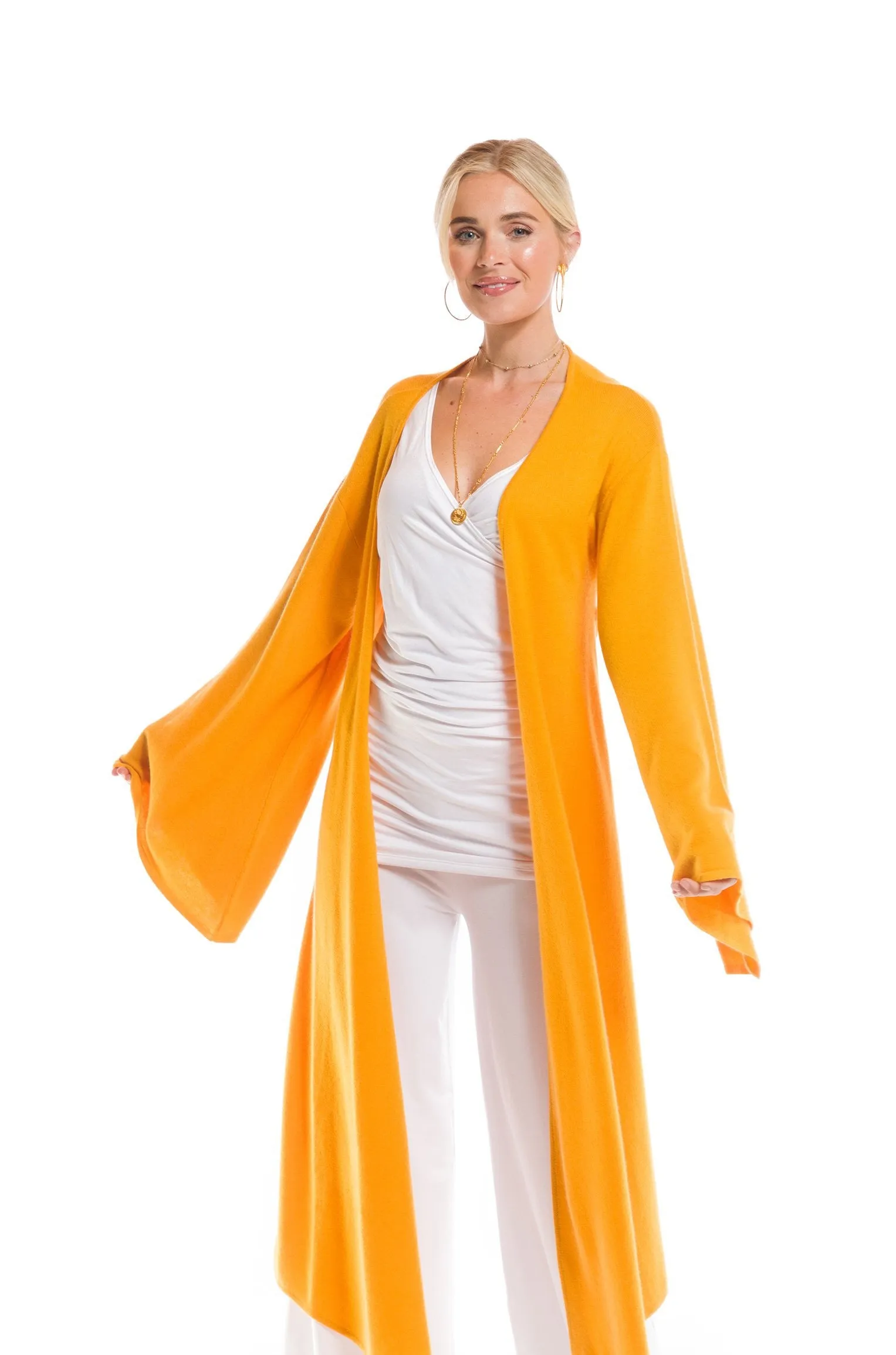 2 PLY CASHMERE DRAPED SHRUG TIBETAN YELLOW