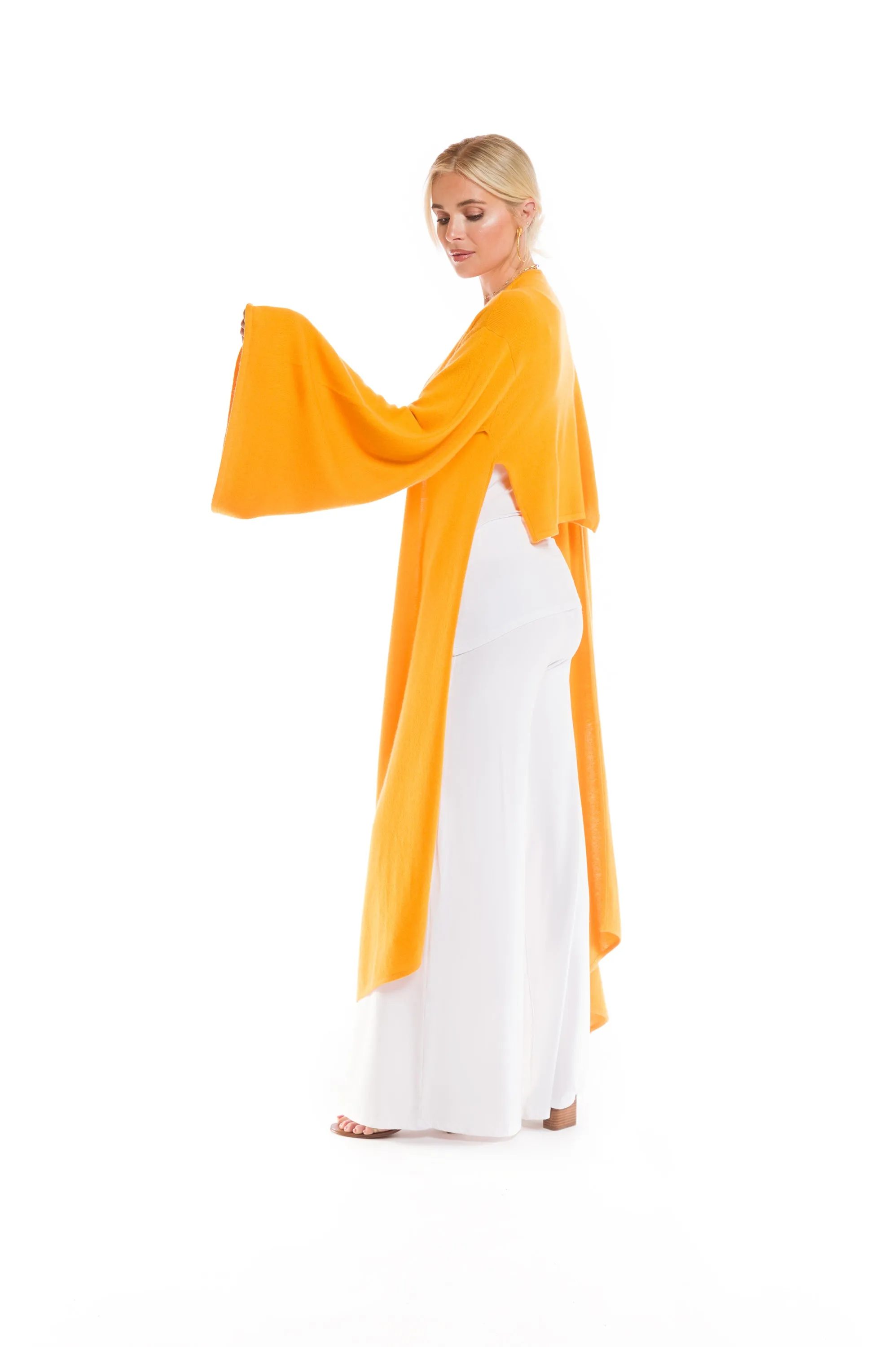 2 PLY CASHMERE DRAPED SHRUG TIBETAN YELLOW