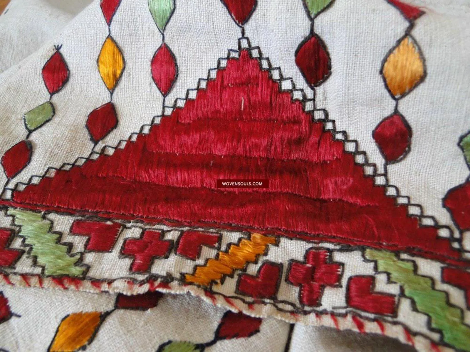 624 Rare Antique Swat Valley Wedding Textile Art Double Sided Embroidery