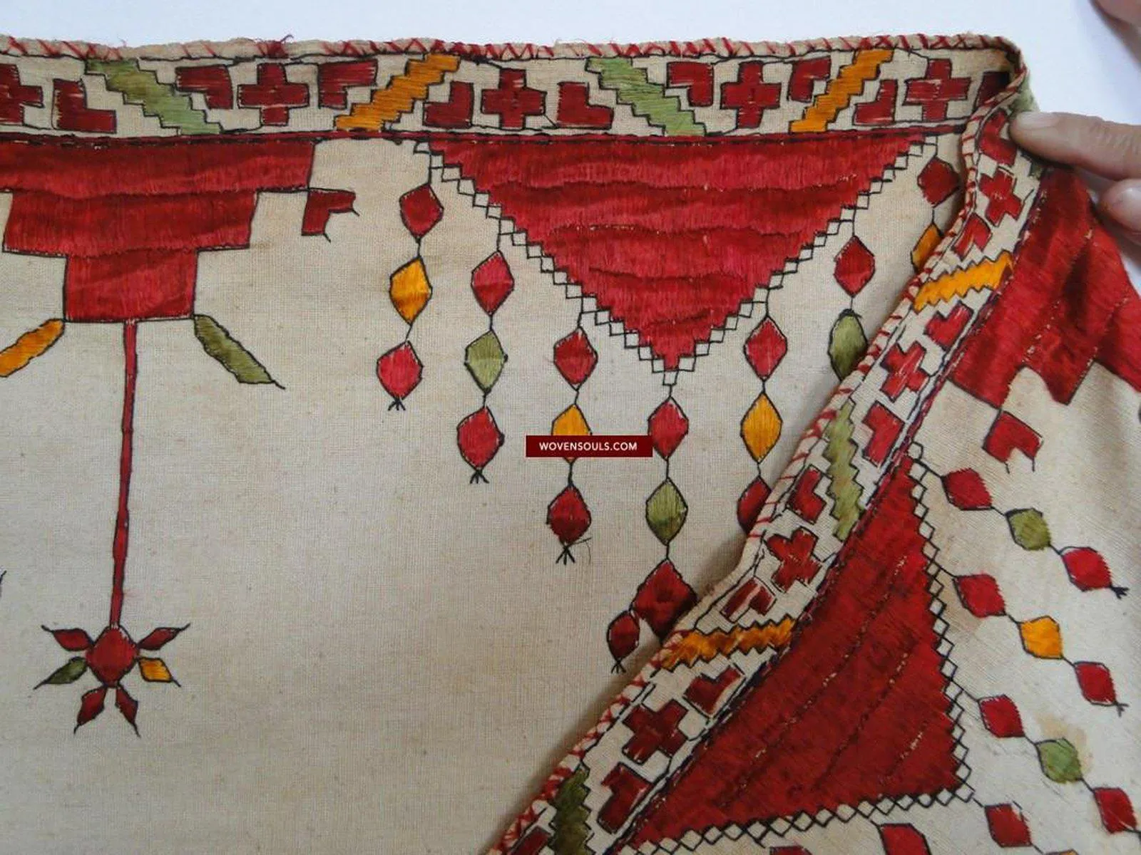 624 Rare Antique Swat Valley Wedding Textile Art Double Sided Embroidery