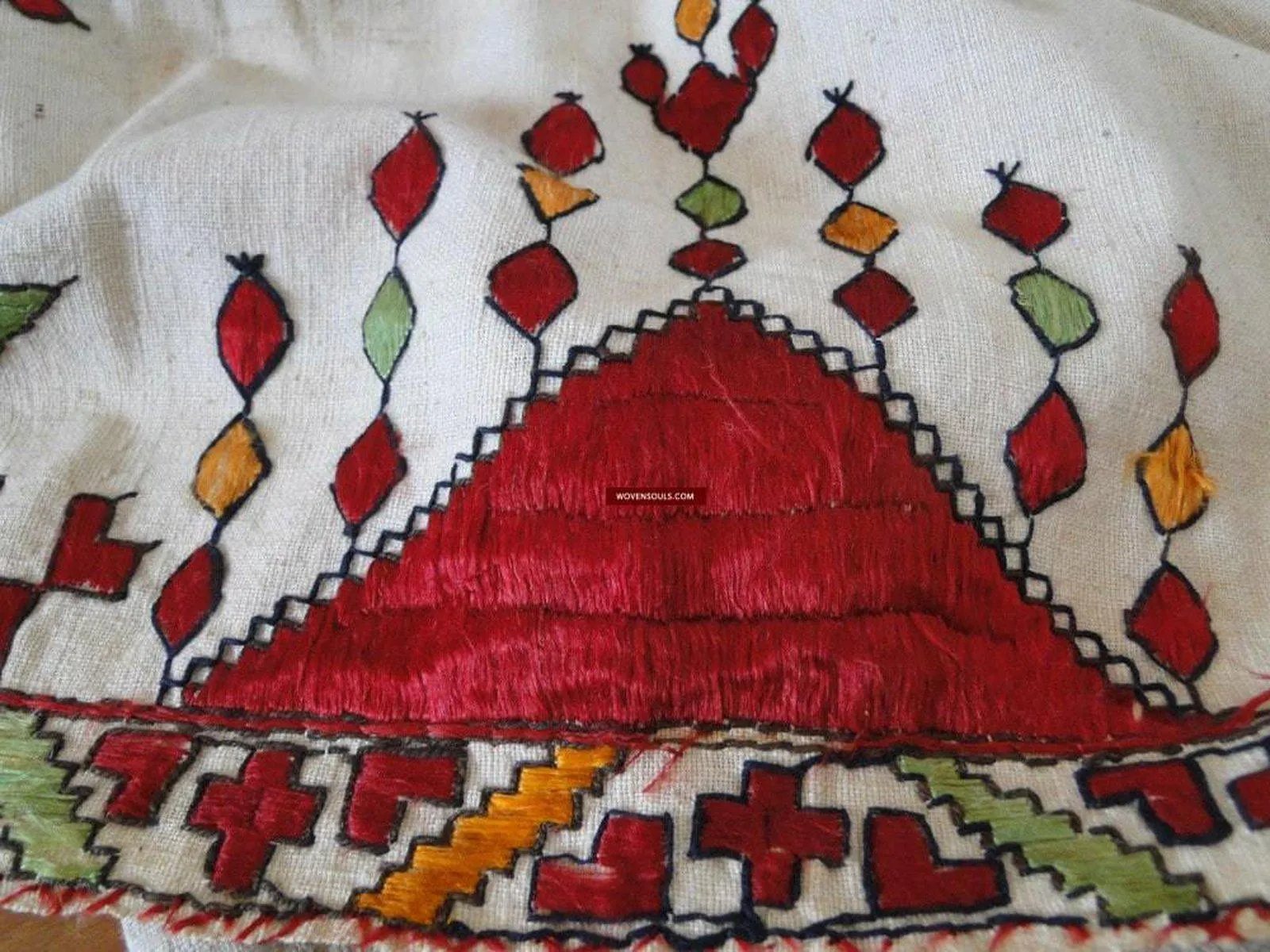 624 Rare Antique Swat Valley Wedding Textile Art Double Sided Embroidery