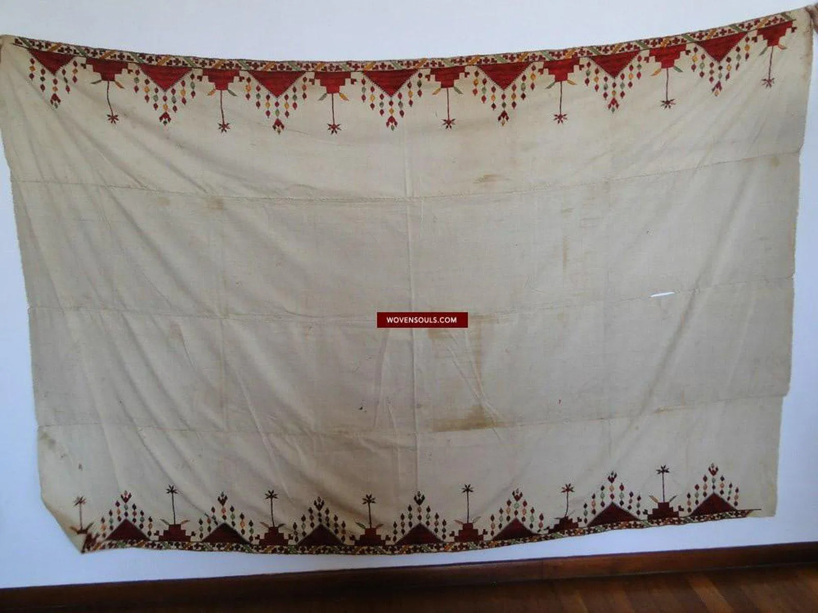 624 Rare Antique Swat Valley Wedding Textile Art Double Sided Embroidery