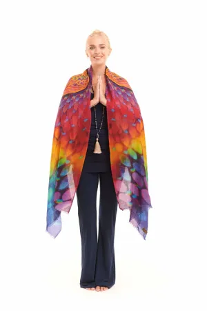 ANGEL WINGS CASHMERE DHARMA SHAWL- RAINBOW