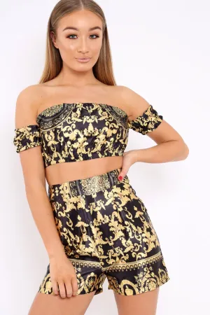 Black And Gold Scarf Co-Ord Set - Phenie