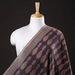 Black - Bagh Block Printed Pure Merino Wool Handloom Fabric