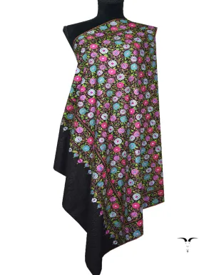 black gulabdaar jamma embroidery pashmina shawl 8853