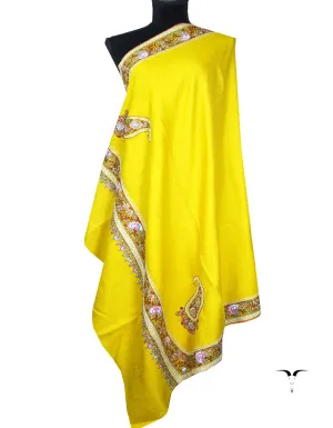 bumblebee yellow tilla embroidery Pashmina shawl 8719