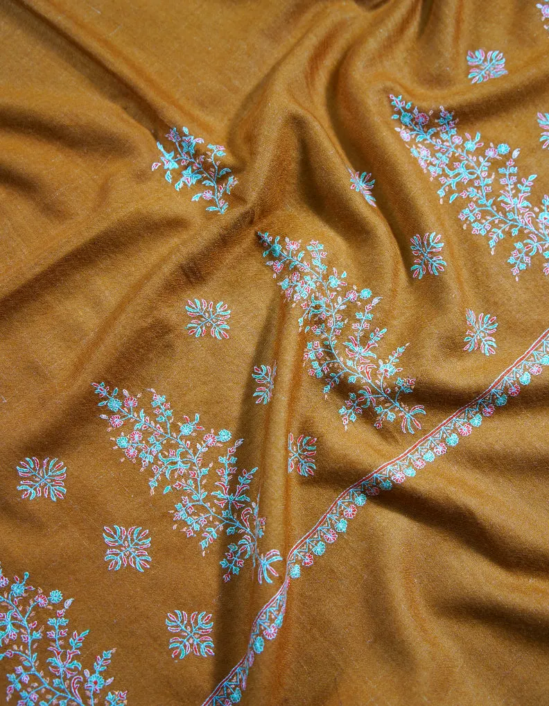 carrot orange booti embroidery pashmina shawl 8741