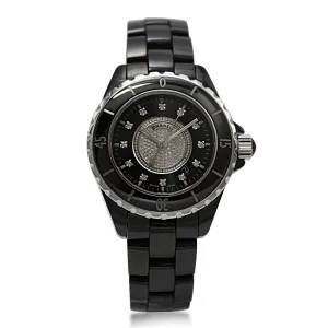 Chanel J1233 mm Black Ceramic Diamond Set Watch - Model H2122