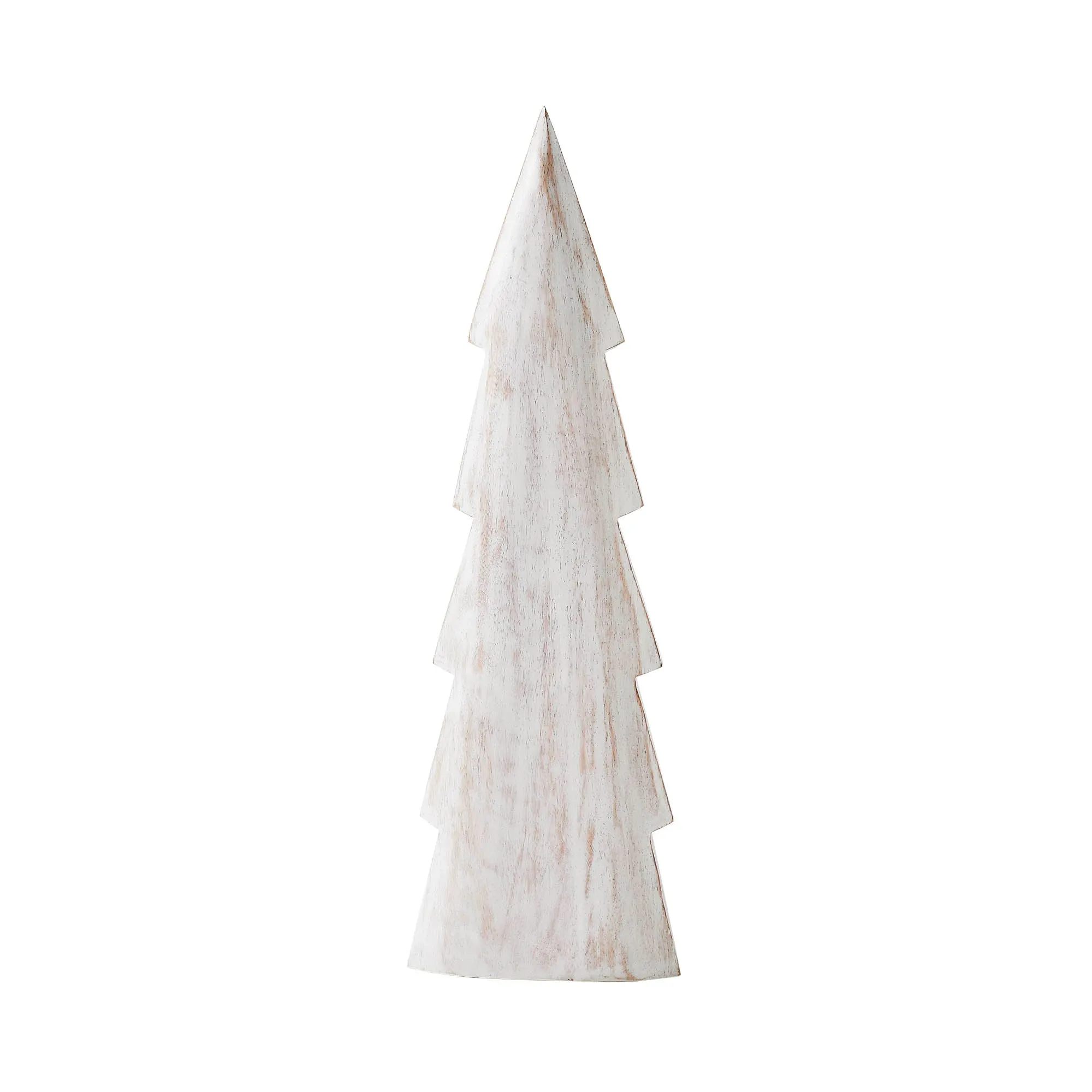 Christmas Tree Distressed White Wooden Figurine 15.75x5x1.5