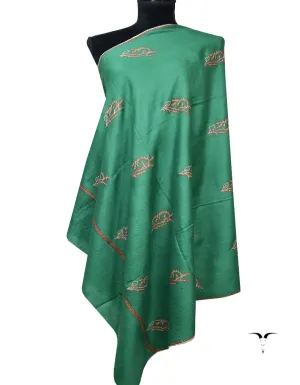 Dark Green Embroidery Pashmina Shawl 7114