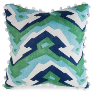 Deco Mountain Blue & Green Flat Sewn Pillow