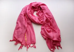 Elegant Pink Plain Jari Cotton Scarf with Golden Lining