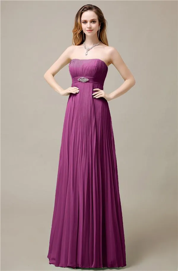 Elegant Straight Chiffon A-line Floor-Length Bridesmaid Dresses