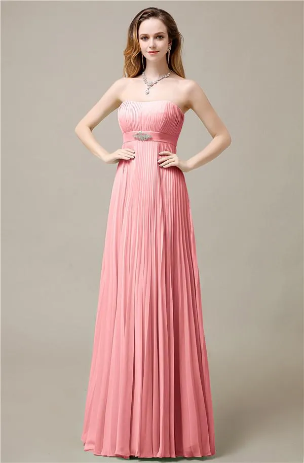 Elegant Straight Chiffon A-line Floor-Length Bridesmaid Dresses