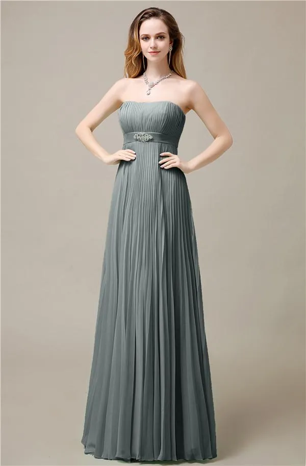 Elegant Straight Chiffon A-line Floor-Length Bridesmaid Dresses