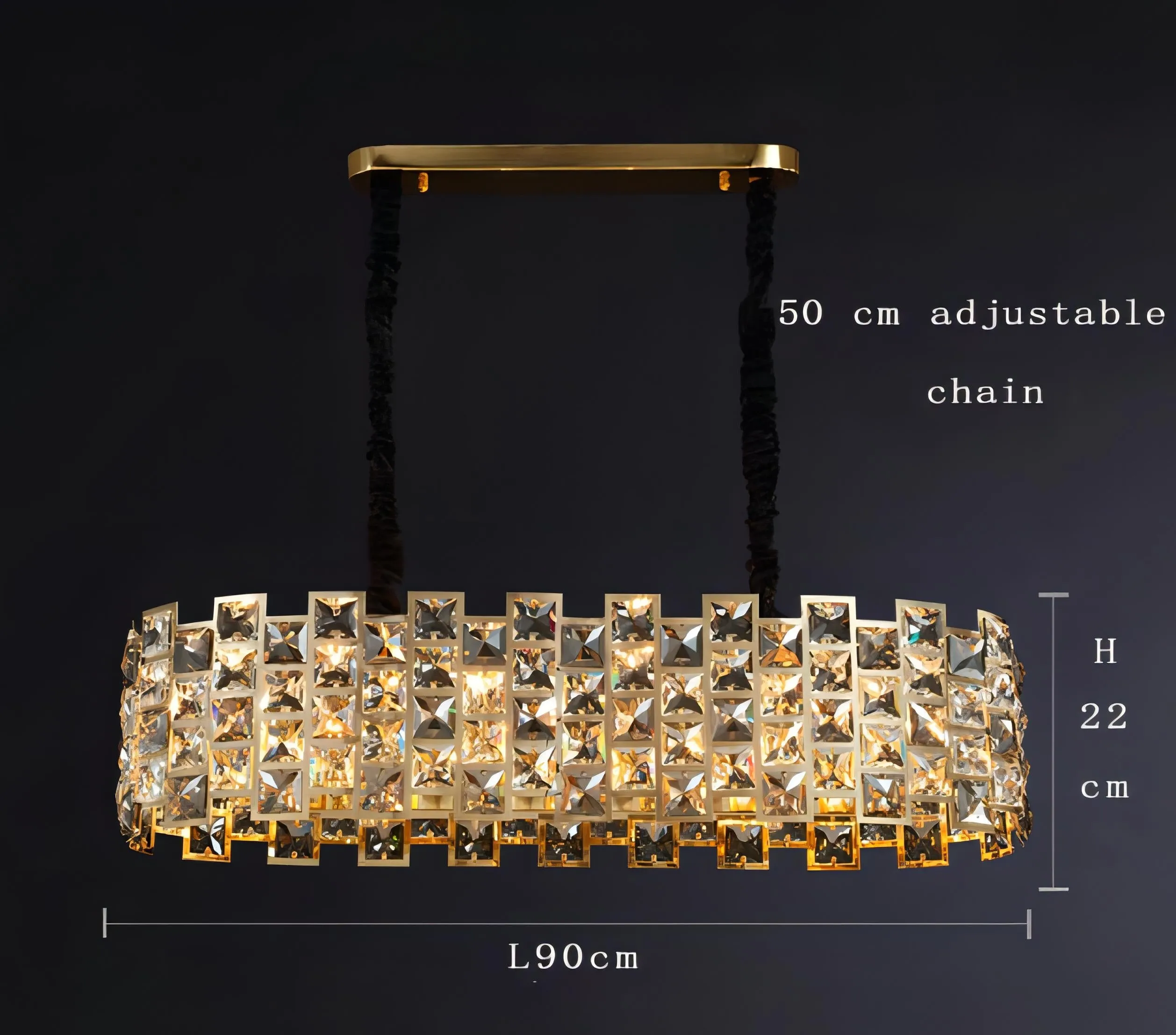 Emir - Round Gold Crystal Patterned Glass Chandelier