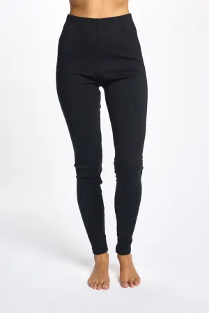 Fine Merino Wool & Silk Legging Black