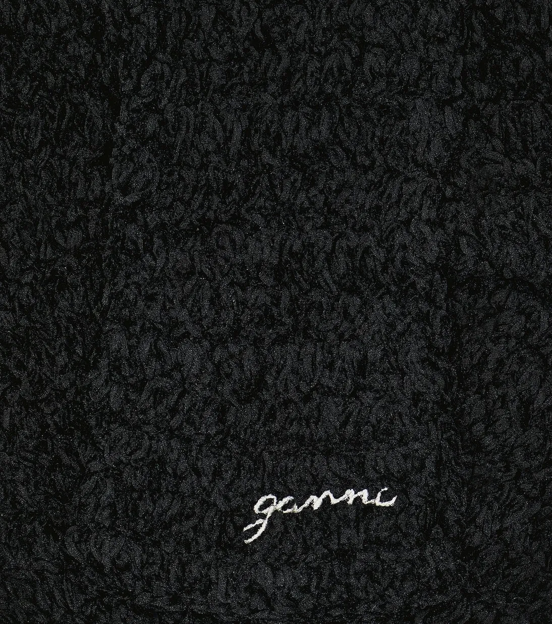 Ganni crochet embroidered scarf, black