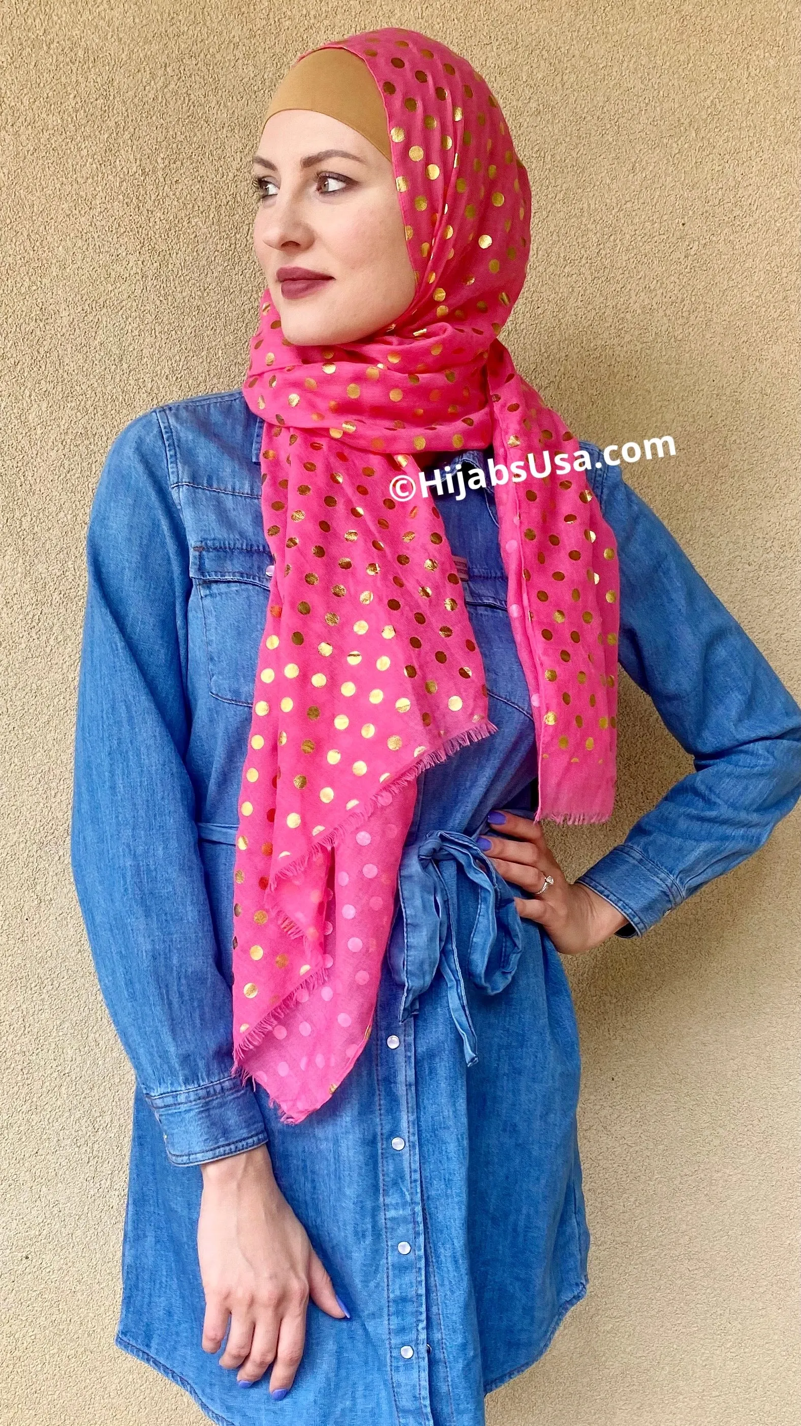 Golden Polka Dot Hijabs/Shawl