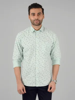 Green Printed Classic Fit Casual Shirt | Greenfibre