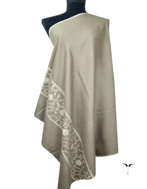 greyish natural Embroidery Pashmina Shawl 8116