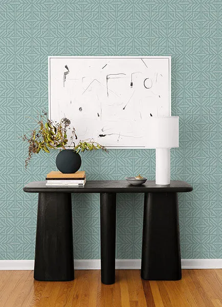 Hesper Green Geometric Wallpaper