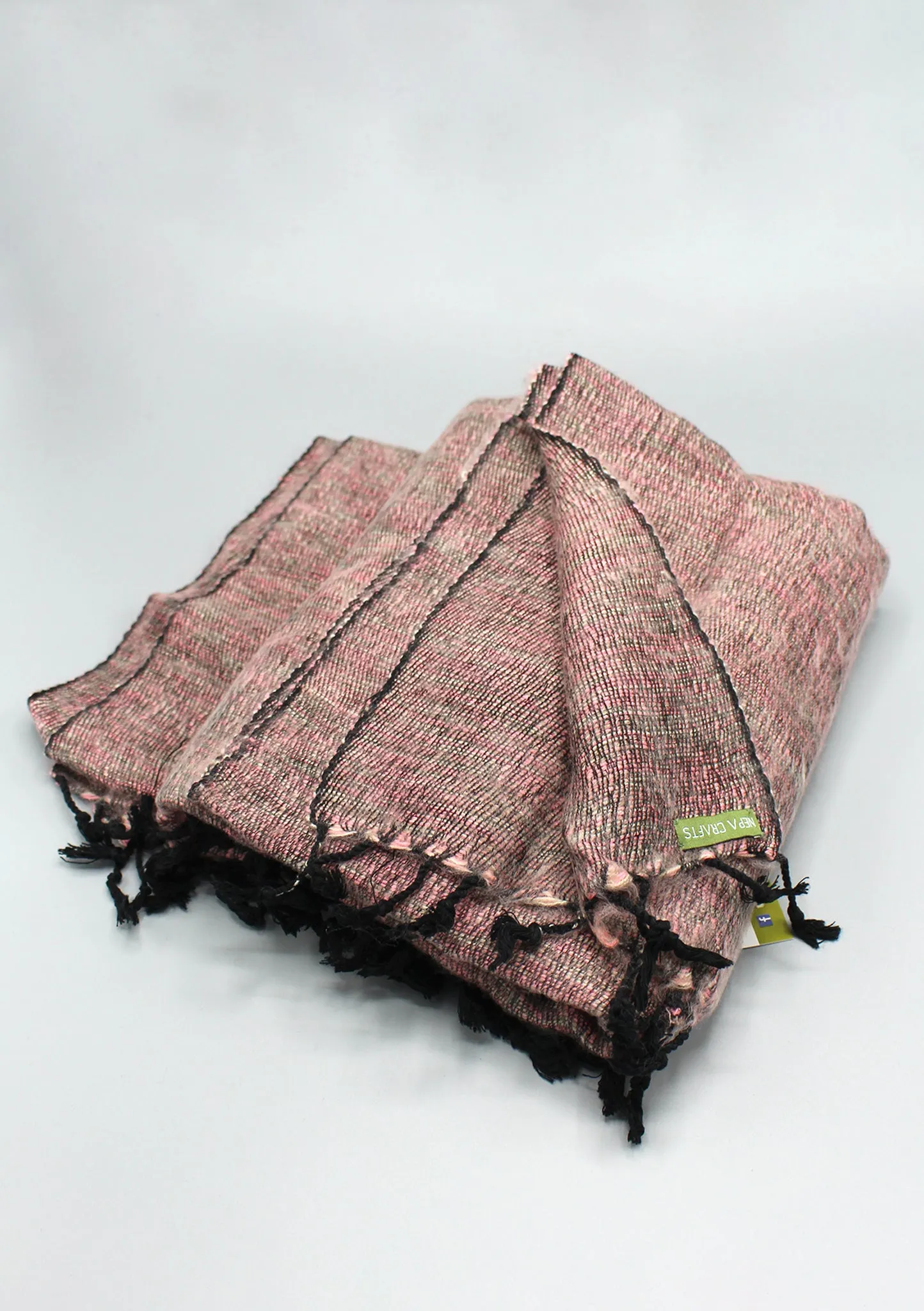 Himalayan Gray Pink Yak Wool Shawl Handmade in Nepal