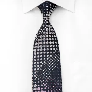 Indian Homme Men's Crystal Tie Silver Purple Dots On Navy With Purple Sparkles