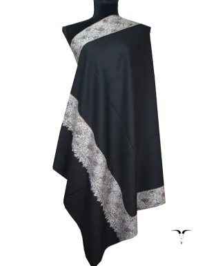 jet black embroidery pashmina shawl 8769