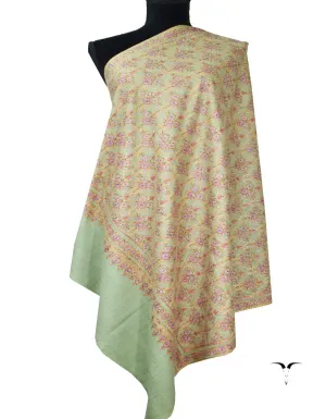 light green embroidery GI pashmina shawl 7871