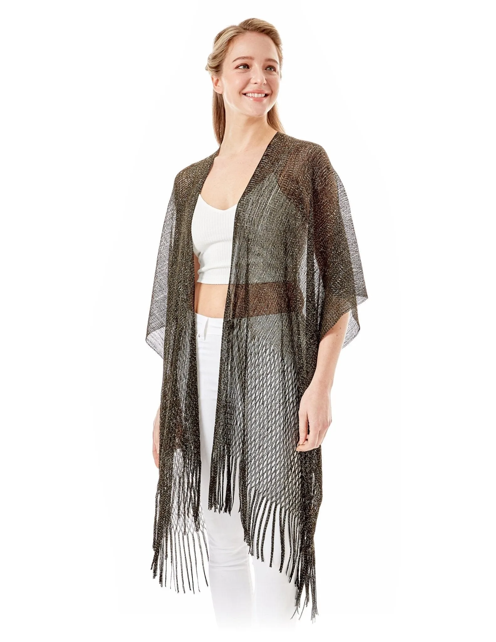 LOF802 Metallic Net Fringe Cover-up