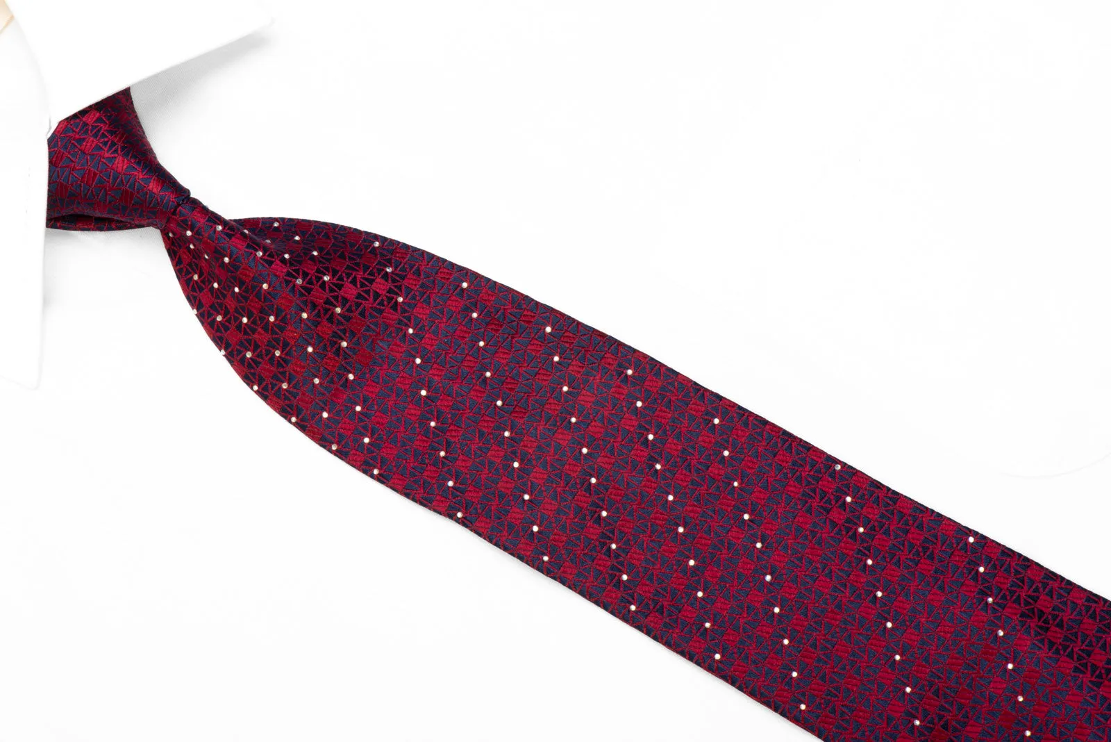 Louis Quatorze Rhinestone Necktie Blue Burgundy Geometric