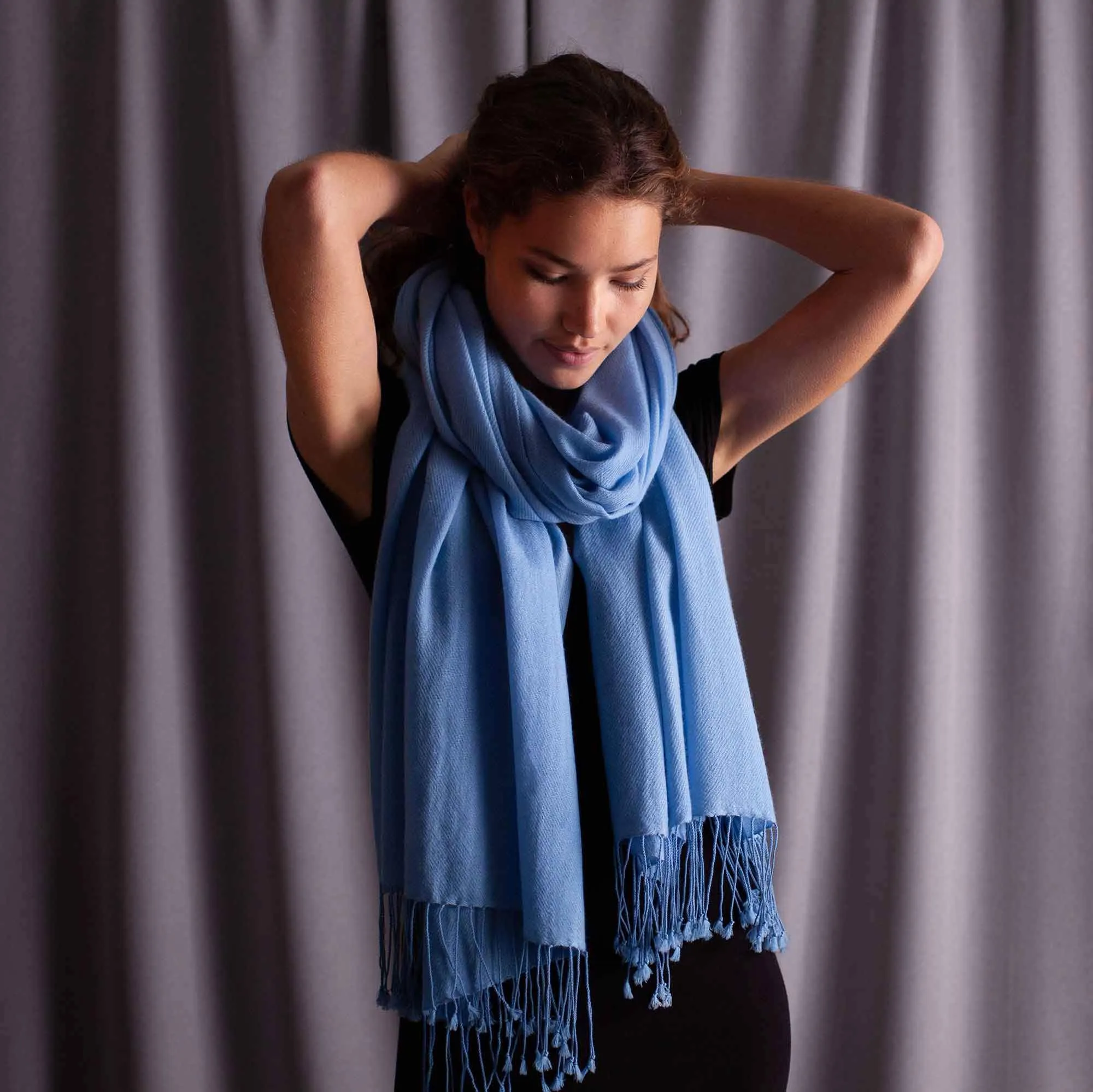 Luxury Pashmina Shawl Bluebird