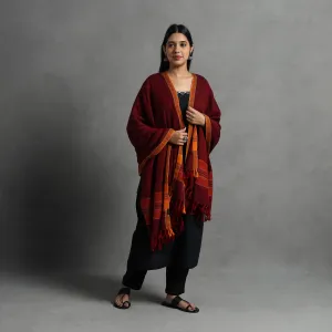 Maroon - Kumaun Handwoven Pure Merino Wool Shawl for Women 67