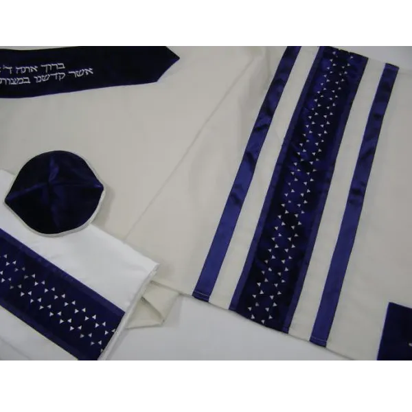 Modern Blue Star Of David Wool Tallit, Bar Mitzvah Tallit Set, Hebrew Prayer Shawl, Tallit from Israel, Custom Tallit, Contemporary Tallit