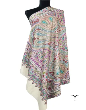 multi-coloured jamma embroidery pashmina shawl 8322