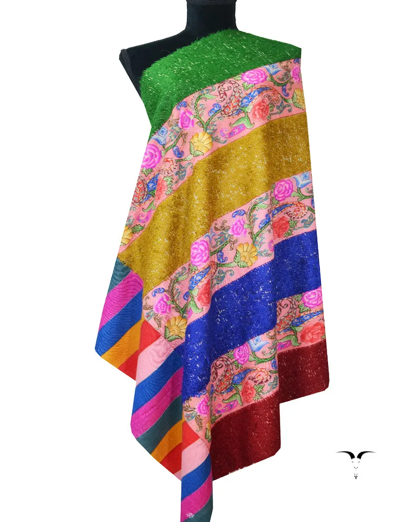 Multicolored Kalamkari Pashmina Shawl with Towel Design - Style 7959