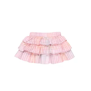 Multicolor Baby Rainbow Check Frill Skirt