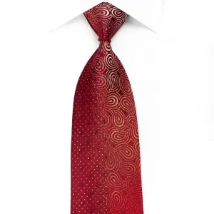 Nina Ricci Men's Crystal Silk Necktie Paisley On Burgundy With Silver Sparkles