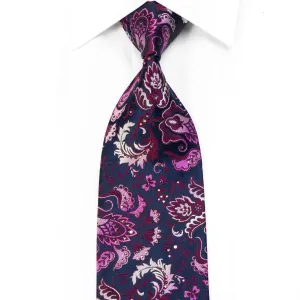 Parkland Rhinestone Necktie Purple Anthemion On Navy With Sparkles