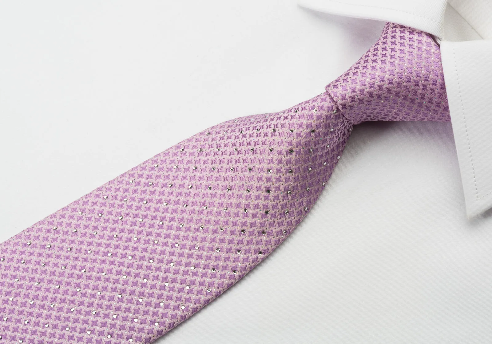 Pierre Cardin Rhinestone Necktie Geometric On Mauve Silk