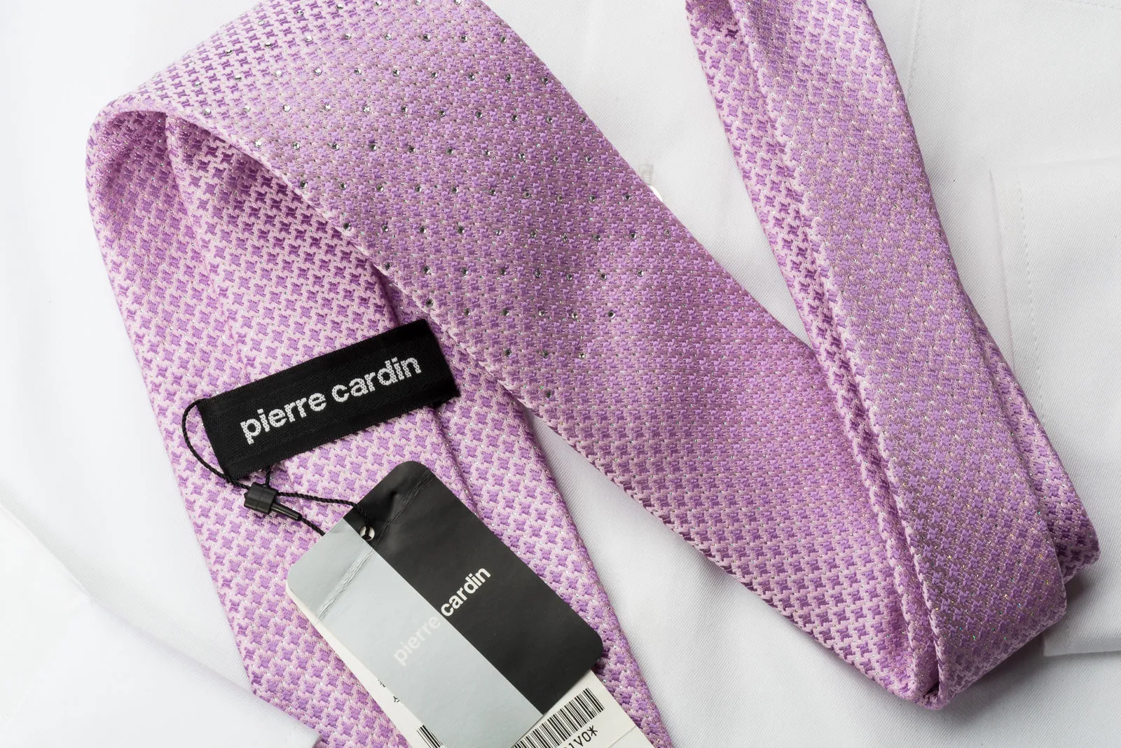 Pierre Cardin Rhinestone Necktie Geometric On Mauve Silk