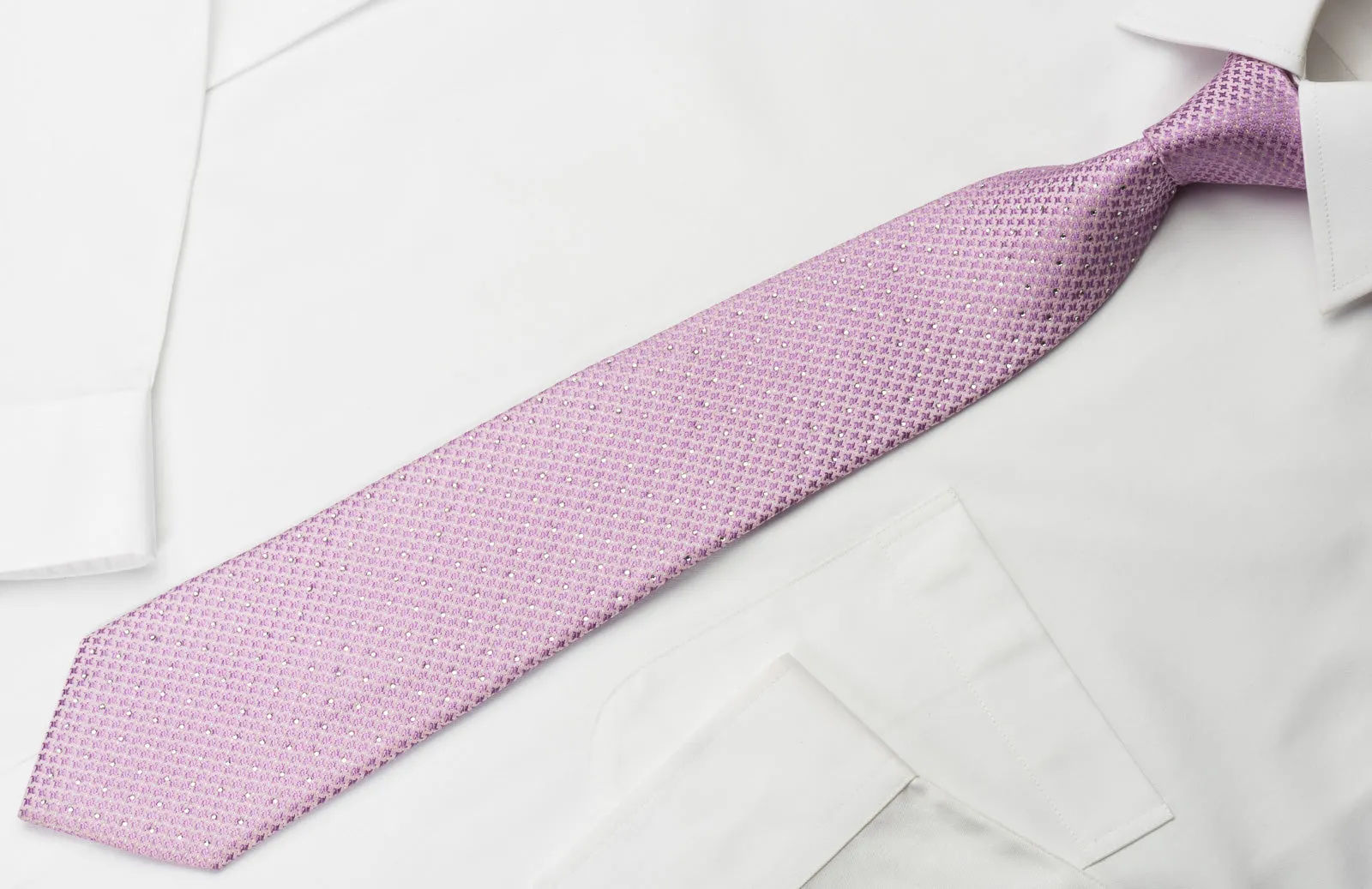 Pierre Cardin Rhinestone Necktie Geometric On Mauve Silk