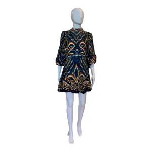 Pineapple Ikat Blue Mini Dress