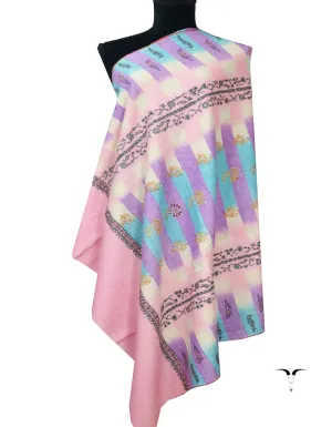 Pink And Blue Embroidery Pashmina Shawl 7719