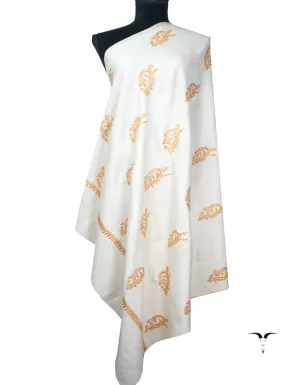 pure white booti embroidery pashmina shawl 8828