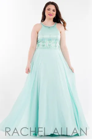 Rachel Allan Curves 7817 Mint Chiffon Dress - Size 22