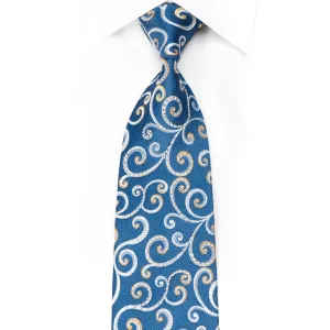 Renoma Men's Crystal Rhinestone Silk Tie Scrolls On Blue