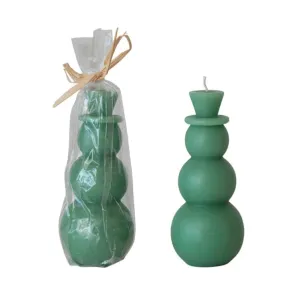 Snowman Shaped 4.5" Candle, Green